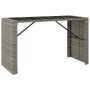 Mesa alta bar con superficie vidrio ratán PE gris 185x80x110 cm en Mesas de jardín | Comprar online en Foru.es