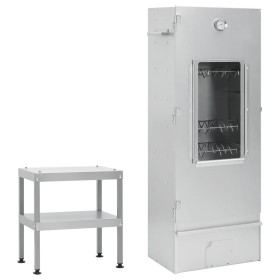Horno ahumador de barbacoa con mesa acero galvanizado de vidaXL, Barbacoas - Ref: Foro24-3187615, Precio: 213,38 €, Descuento: %