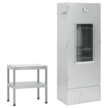 Horno ahumador de barbacoa con mesa acero galvanizado de vidaXL, Barbacoas - Ref: Foro24-3187615, Precio: 240,34 €, Descuento: %
