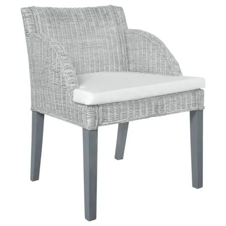 Silla de comedor con cojín ratán natural gris de vidaXL, Sillas de comedor - Ref: Foro24-325485, Precio: 109,69 €, Descuento: %
