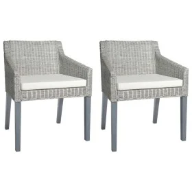 Dining chairs with cushions 2 units gray natural rattan by vidaXL, dining chairs - Ref: Foro24-325494, Price: 185,82 €, Disco...