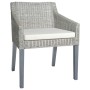 Sillas de comedor con cojines 2 unidades ratán natural gris de vidaXL, Sillas de comedor - Ref: Foro24-325494, Precio: 188,03...