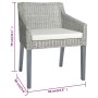 Sillas de comedor con cojines 2 unidades ratán natural gris de vidaXL, Sillas de comedor - Ref: Foro24-325494, Precio: 188,03...