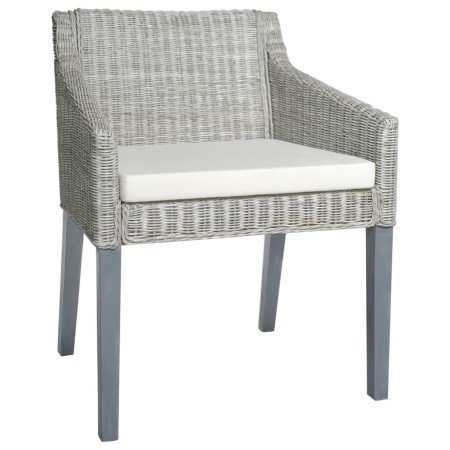 Silla de comedor con cojín ratán natural gris de vidaXL, Sillas de comedor - Ref: Foro24-325491, Precio: 116,24 €, Descuento: %