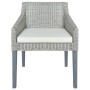 Silla de comedor con cojín ratán natural gris de vidaXL, Sillas de comedor - Ref: Foro24-325491, Precio: 116,24 €, Descuento: %