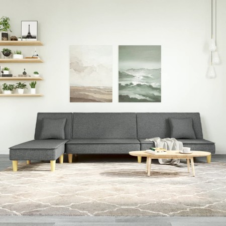 Sofá cama en forma de L tela gris oscuro 255x140x70 cm de vidaXL, Sofás - Ref: Foro24-3157248, Precio: 404,54 €, Descuento: %