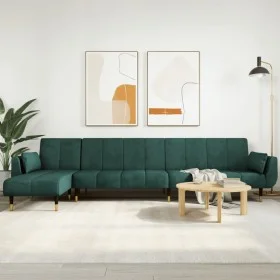 Sofá cama en forma de L terciopelo verde oscuro 275x140x70 cm de vidaXL, Sofás - Ref: Foro24-3157208, Precio: 483,42 €, Descu...