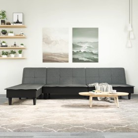 Sofá cama en forma de L tela gris oscuro 255x140x70 cm de vidaXL, Sofás - Ref: Foro24-3157257, Precio: 389,87 €, Descuento: %