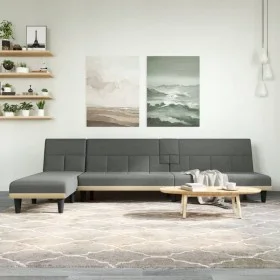 Sofá cama en forma de L tela gris oscuro 255x140x70 cm de vidaXL, Sofás - Ref: Foro24-3157227, Precio: 419,69 €, Descuento: %