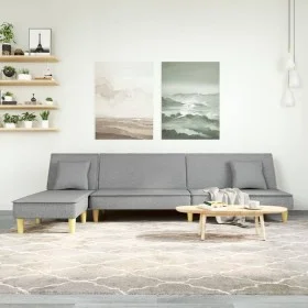 Sofá cama en forma de L tela gris claro 255x140x70 cm de vidaXL, Sofás - Ref: Foro24-3157247, Precio: 395,85 €, Descuento: %