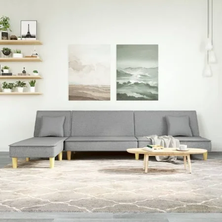 Sofá cama en forma de L tela gris claro 255x140x70 cm de vidaXL, Sofás - Ref: Foro24-3157247, Precio: 395,85 €, Descuento: %
