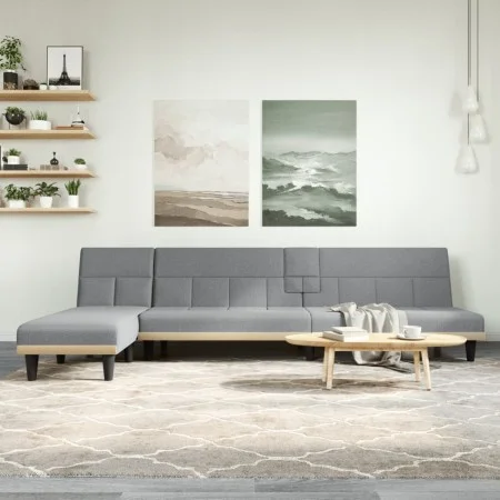 Sofá cama en forma de L tela gris claro 255x140x70 cm de vidaXL, Sofás - Ref: Foro24-3157226, Precio: 428,15 €, Descuento: %