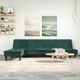 L-shaped sofa bed dark green velvet 255x140x70 cm by vidaXL, Sofas - Ref: Foro24-3157262, Price: 413,94 €, Discount: %