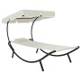 Tumbona de exterior con dosel y almohada blanco crema de vidaXL, Tumbonas - Ref: Foro24-48077, Precio: 91,78 €, Descuento: %