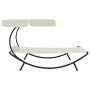 Tumbona de exterior con dosel y almohada blanco crema de vidaXL, Tumbonas - Ref: Foro24-48077, Precio: 91,78 €, Descuento: %