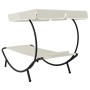 Tumbona de exterior con dosel y almohada blanco crema de vidaXL, Tumbonas - Ref: Foro24-48077, Precio: 91,78 €, Descuento: %
