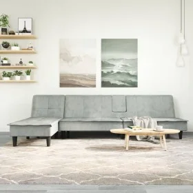 Sofá cama en forma de L terciopelo gris claro 255x140x70 cm de vidaXL, Sofás - Ref: Foro24-3157260, Precio: 430,87 €, Descuen...