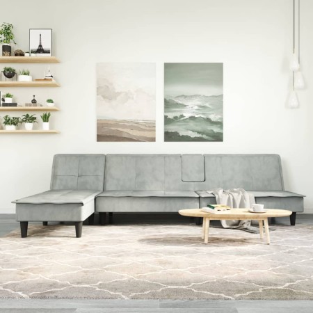 Sofá cama en forma de L terciopelo gris claro 255x140x70 cm de vidaXL, Sofás - Ref: Foro24-3157260, Precio: 406,69 €, Descuen...