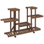 Soporte para flores con ruedas madera maciza abeto 110x25x78 cm en Soportes para macetas | Comprar online en Foru.es