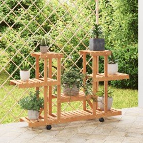 Soporte para flores con ruedas madera maciza abeto 110x25x78 cm en Soportes para macetas | Comprar online en Foru.es