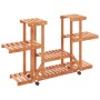 Soporte para flores con ruedas madera maciza abeto 110x25x78 cm en Soportes para macetas | Comprar online en Foru.es