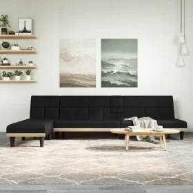 Sofá cama en forma de L tela negro 255x140x70 cm de vidaXL, Sofás - Ref: Foro24-3157228, Precio: 425,82 €, Descuento: %