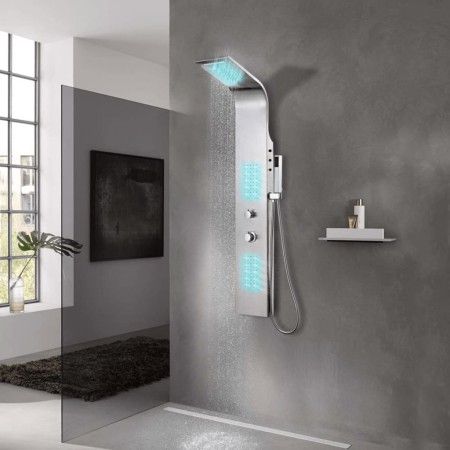 Sistema de panel de ducha acero inoxidable curvo de vidaXL, Boquillas de chorro para bañeras y duchas - Ref: Foro24-142370, P...
