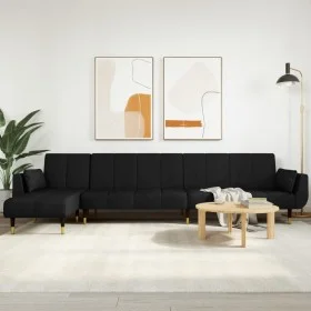 Sofá cama en forma de L terciopelo negro 275x140x70 cm by vidaXL, Sofas - Ref: Foro24-3157209, Price: 501,88 €, Discount: %