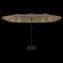Sombrilla doble de jardín con luces LED gris taupe 449x265 cm en Sombrillas | Comprar online en Foru.es