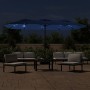 Sombrilla doble de jardín con luces LED azul celeste 449x265 cm en Sombrillas | Comprar online en Foru.es