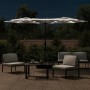 Sombrilla doble de jardín con luces LED blanco arena 316x145 cm en Sombrillas | Comprar online en Foru.es