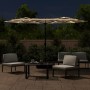 Sombrilla doble de jardín con luces LED gris taupe 316x145 cm en Sombrillas | Comprar online en Foru.es