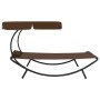 Tumbona de exterior con dosel y almohada marrón de vidaXL, Tumbonas - Ref: Foro24-48078, Precio: 86,95 €, Descuento: %