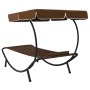 Tumbona de exterior con dosel y almohada marrón de vidaXL, Tumbonas - Ref: Foro24-48078, Precio: 86,95 €, Descuento: %