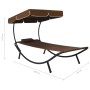 Tumbona de exterior con dosel y almohada marrón de vidaXL, Tumbonas - Ref: Foro24-48078, Precio: 86,95 €, Descuento: %