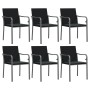 Sillas jardín y cojines 6 uds ratán sintético negro 56x59x84 cm de vidaXL, Sillas de jardín - Ref: Foro24-3187076, Precio: 30...