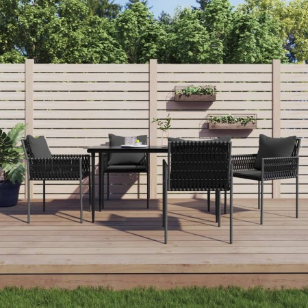 Sillas jardín y cojines 4 uds ratán sintético negro 54x61x83 cm de vidaXL, Sillas de jardín - Ref: Foro24-3187089, Precio: 32...