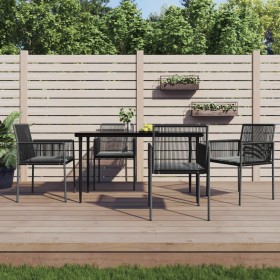 Sillas jardín con cojines 4 uds ratán PE negro 54x60,5x83,5cm de vidaXL, Sillas de jardín - Ref: Foro24-3187091, Precio: 263,...