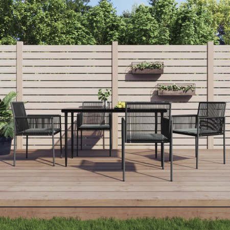 Sillas jardín con cojines 4 uds ratán PE negro 54x60,5x83,5cm de vidaXL, Sillas de jardín - Ref: Foro24-3187091, Precio: 263,...