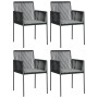 Sillas jardín con cojines 4 uds ratán PE negro 54x60,5x83,5cm de vidaXL, Sillas de jardín - Ref: Foro24-3187091, Precio: 263,...