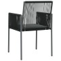 Sillas jardín con cojines 4 uds ratán PE negro 54x60,5x83,5cm de vidaXL, Sillas de jardín - Ref: Foro24-3187091, Precio: 263,...
