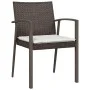 Sillas jardín cojines 4 uds ratán sintético marrón 56,5x57x83cm de vidaXL, Sillas de jardín - Ref: Foro24-3187077, Precio: 26...