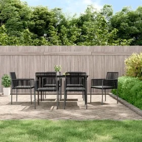 Sillas jardín con cojines 6 uds ratán PE negro 54x60,5x83,5cm de vidaXL, Sillas de jardín - Ref: Foro24-3187092, Precio: 419,...