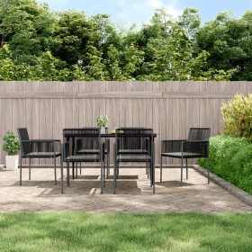 Sillas jardín con cojines 6 uds ratán PE negro 54x60,5x83,5cm de vidaXL, Sillas de jardín - Ref: Foro24-3187092, Precio: 392,...