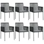 Sillas jardín con cojines 6 uds ratán PE negro 54x60,5x83,5cm de vidaXL, Sillas de jardín - Ref: Foro24-3187092, Precio: 419,...