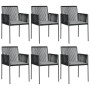Sillas jardín con cojines 6 uds ratán PE negro 54x60,5x83,5cm de vidaXL, Sillas de jardín - Ref: Foro24-3187092, Precio: 392,...