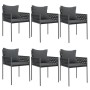 Sillas jardín y cojines 6 uds ratán sintético negro 54x61x83 cm de vidaXL, Sillas de jardín - Ref: Foro24-3187090, Precio: 48...