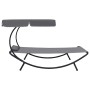 Tumbona de exterior con dosel y almohada gris de vidaXL, Tumbonas - Ref: Foro24-48079, Precio: 86,38 €, Descuento: %