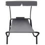 Tumbona de exterior con dosel y almohada gris de vidaXL, Tumbonas - Ref: Foro24-48079, Precio: 86,38 €, Descuento: %