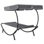 Tumbona de exterior con dosel y almohada gris de vidaXL, Tumbonas - Ref: Foro24-48079, Precio: 86,38 €, Descuento: %